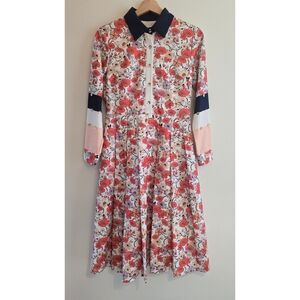 Floral Print Dress with Box Pleated Skirt